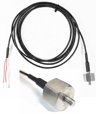 3-wire Pt100 RTD, M5 bolt 6mm long under hexagonal head, 2m lead